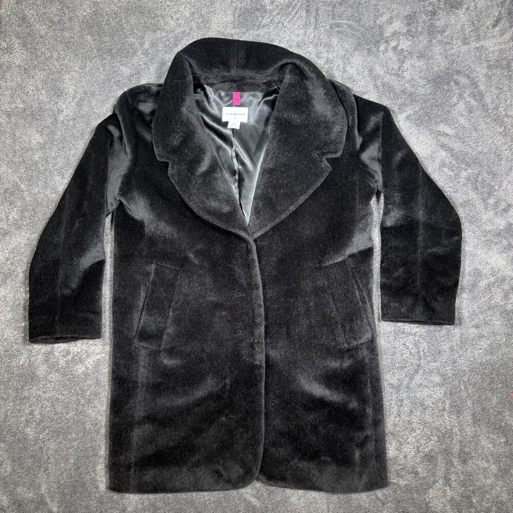 Club Monaco Womens Shelley Coat Black Alpaca Wool Blend Single Button Size M